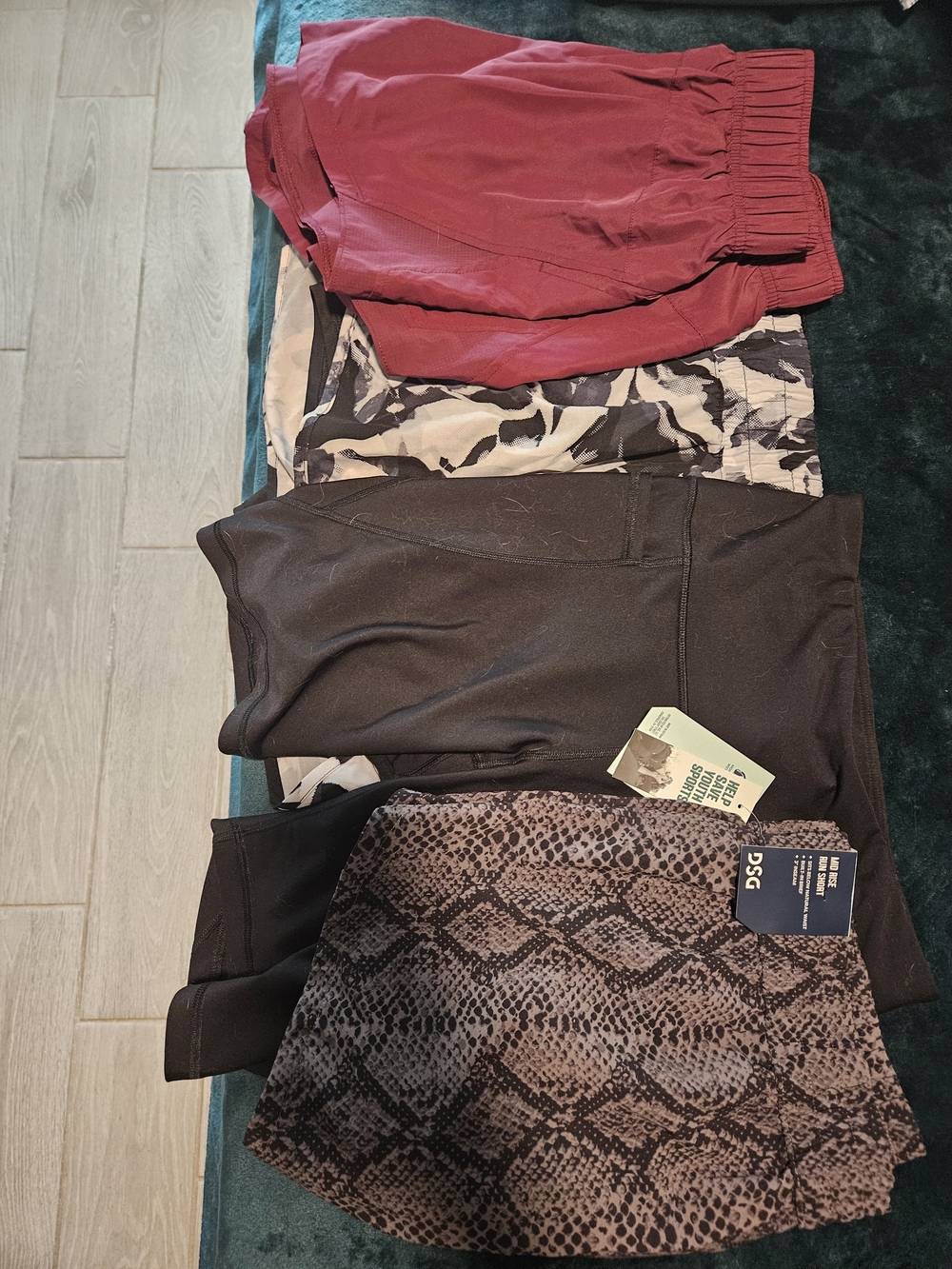 Mixed Activewear Bundle with Snake Print Skirt and Maroon Shorts